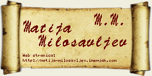 Matija Milosavljev vizit kartica